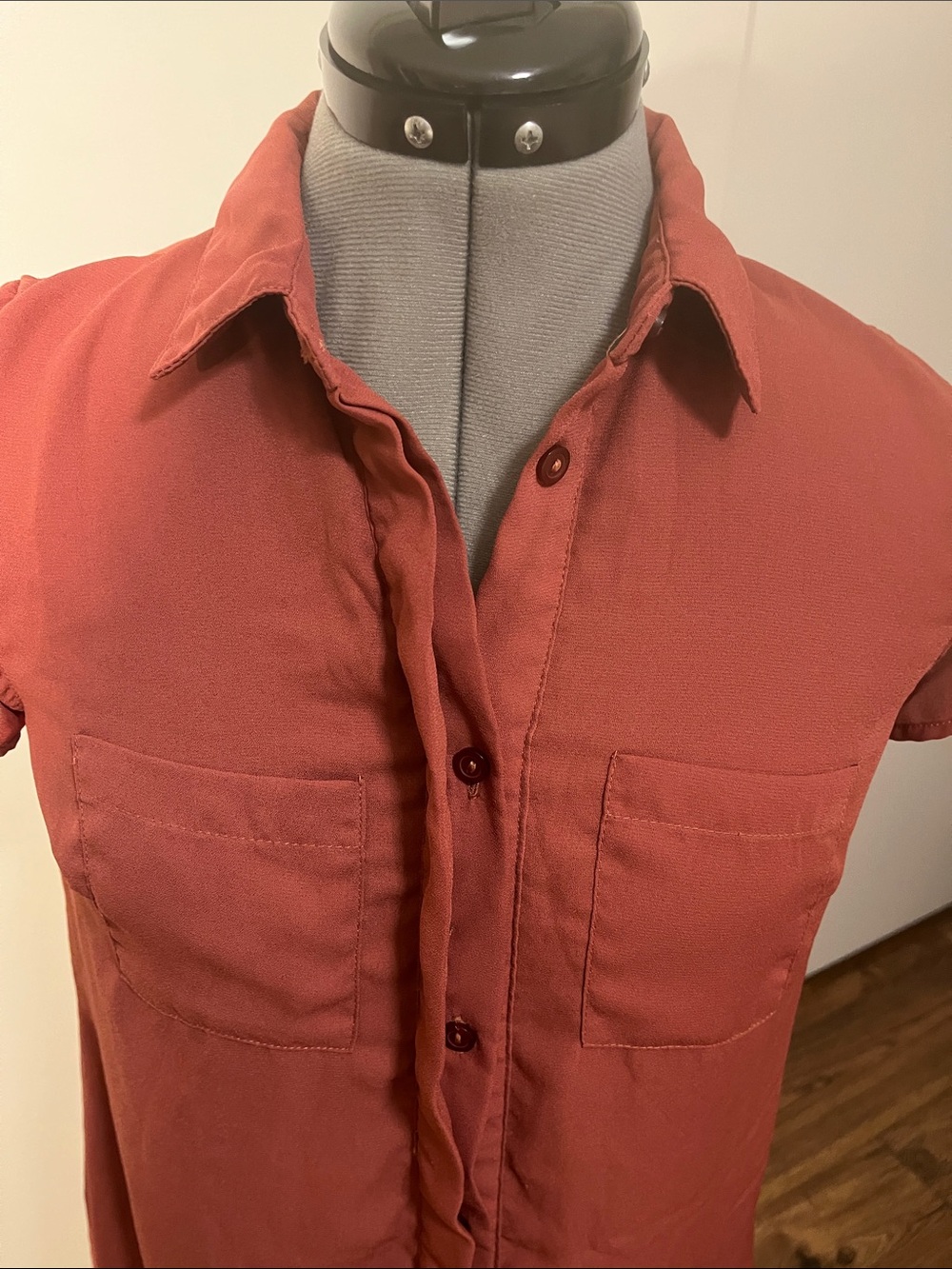 Charlotte Russe Terracotta Short-Sleeve Shirt Dress - Picture 3 of 4